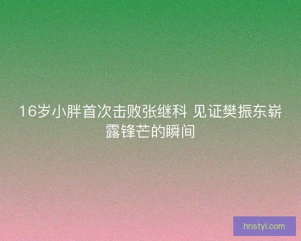 16岁小胖首次击败张继科 见证樊振东崭露锋芒的瞬间